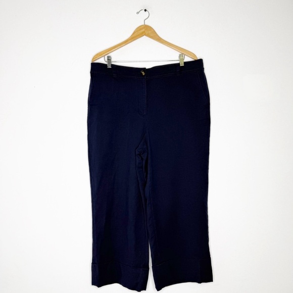 Boden Women’s Navy Tailored Turn-Up Trousers – Size 14 - Picture 3 of 8